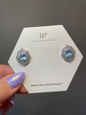 Bomb Party "Best There Is" ER40772 Aquamarine on Rhodium $130 MSRP